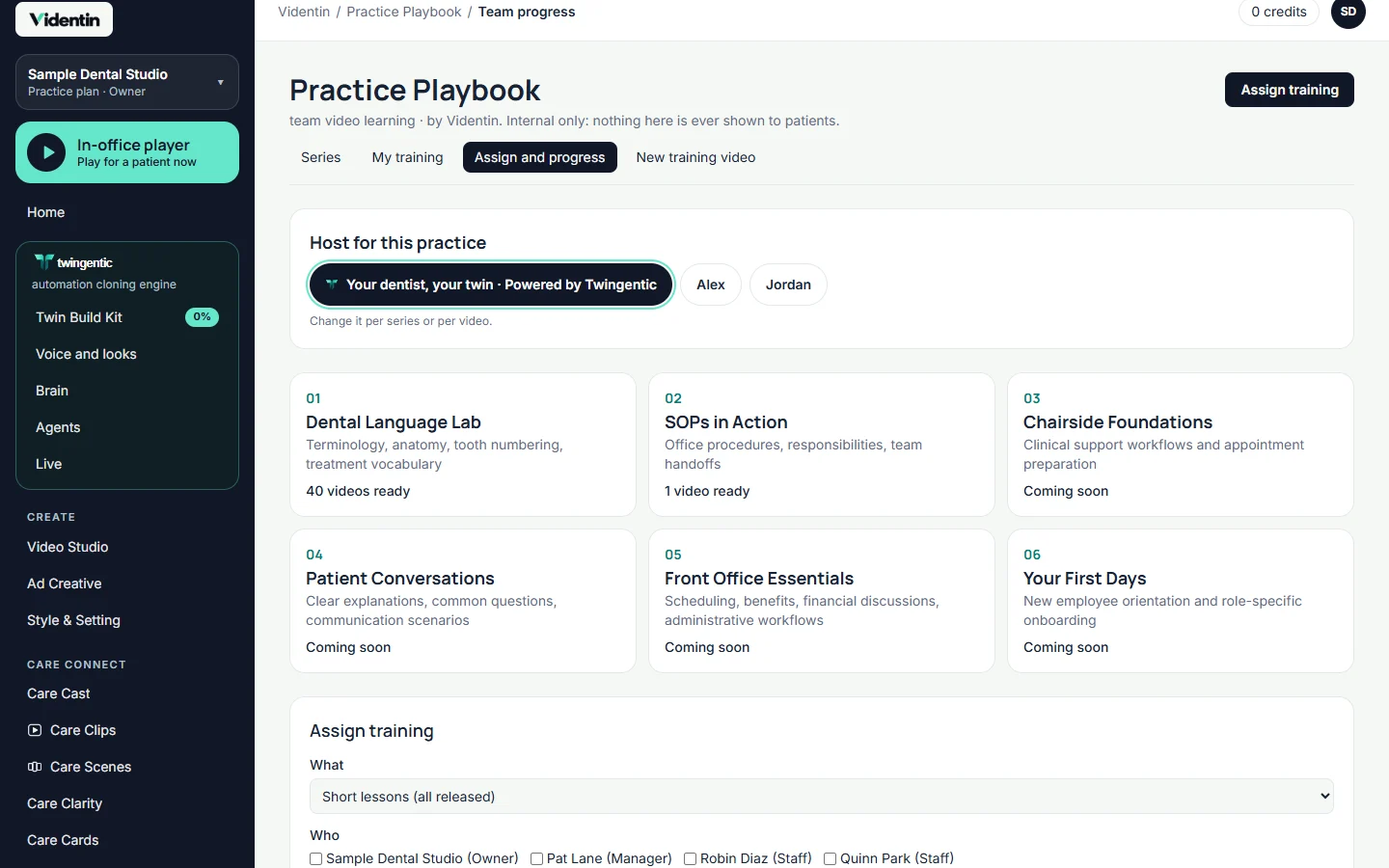 Practice Playbook, Team progress by member and series